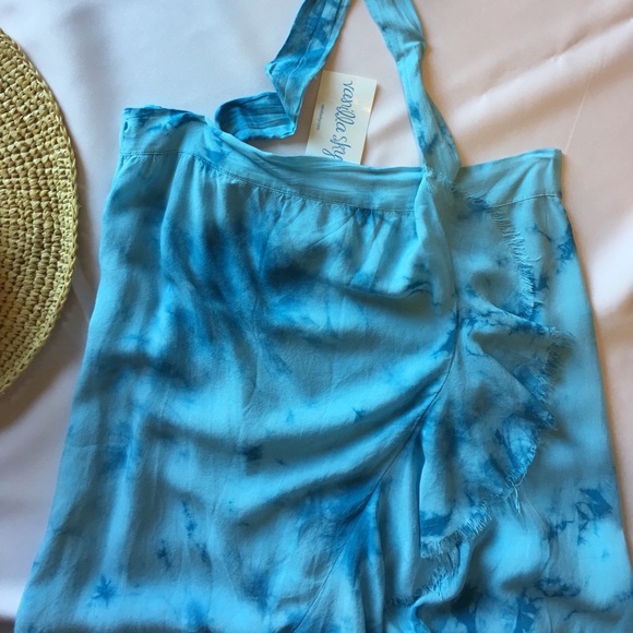 Beulah Anthropologie Boho Tie Dye Hi Lo Ruffle Detailing Wrap Skirt New - Picture 7 of 12